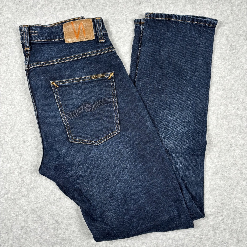 Nudie Jeans Grim Tim New Ink Blue Men's Jeans‎ 1013636 Slim Straight 32x32